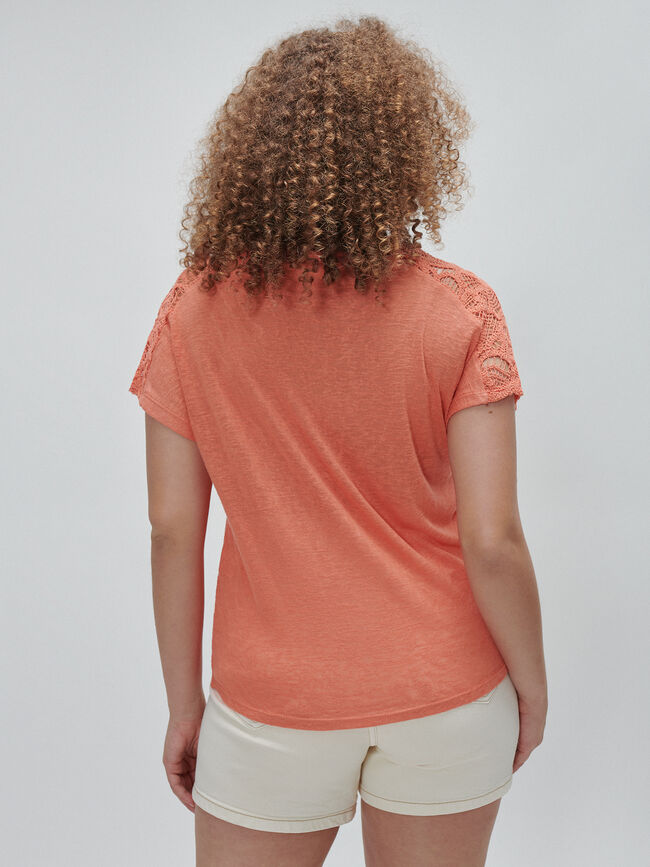 CAMISETA HOMBRO CROCHET naranja tangy