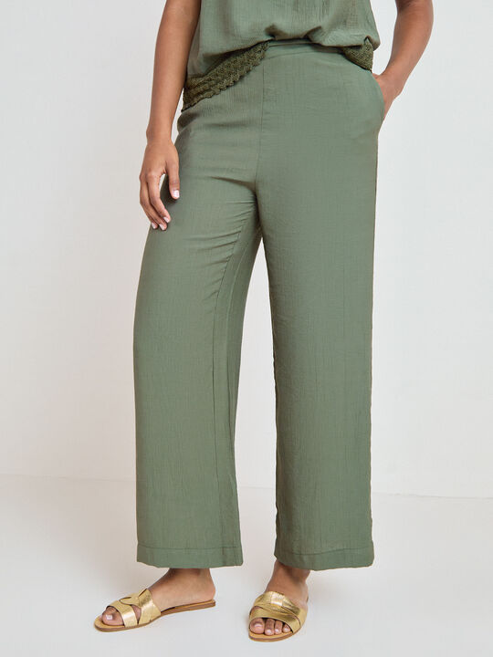 PANTAL&Oacute;N LARGO FLUIDO Kaki image number null