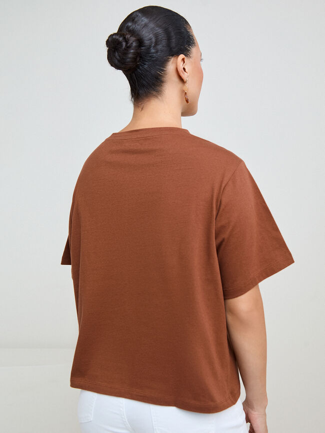 CAMISETA DETALLE FLOR CROCHET Cinnamon