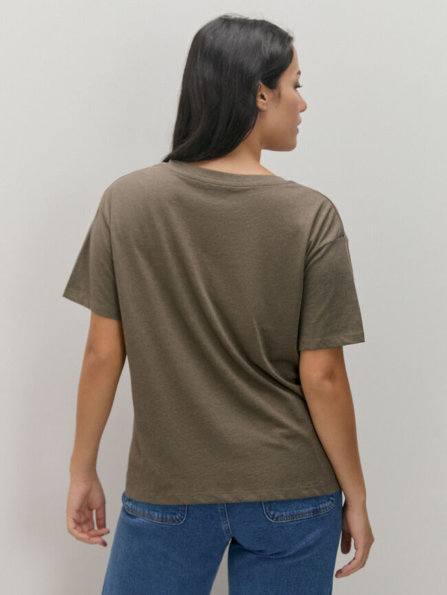 CAMISETA CUADRO kaki oscuro