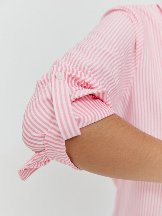 CAMISA RAYAS BOLSILLOS Rosa image number null