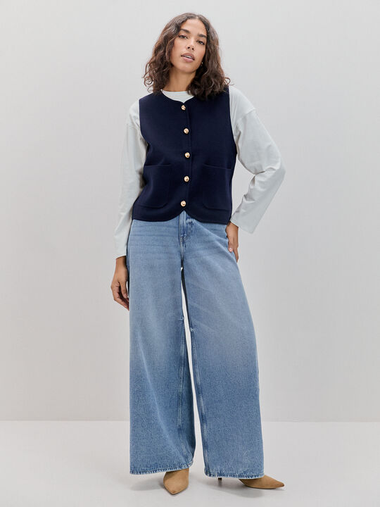 CHALECO BOTONES DORADOS Azul Marino image number null