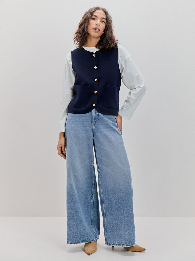 CHALECO BOTONES DORADOS Azul Marino