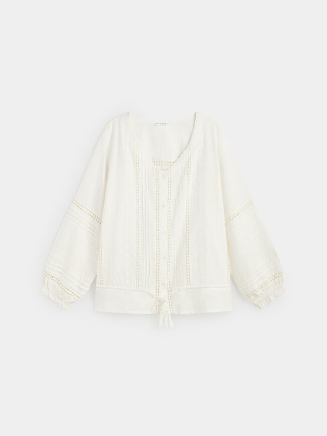 BLUSA BORDADA ALGODÓN Blanco Optico