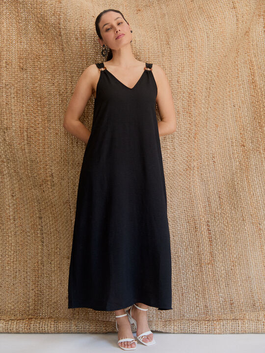 VESTIDO ANILLAS TIRANTE Negro image number null