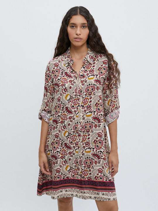 VESTIDO CAMISERO PAISLEY Crudo image number null