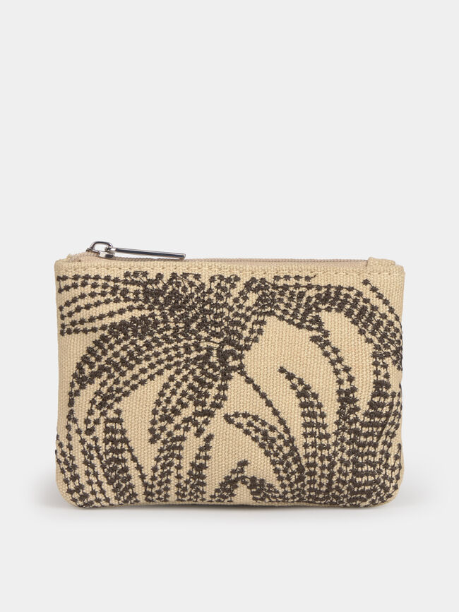 MONEDERO BORDADO PALMERA Crudo