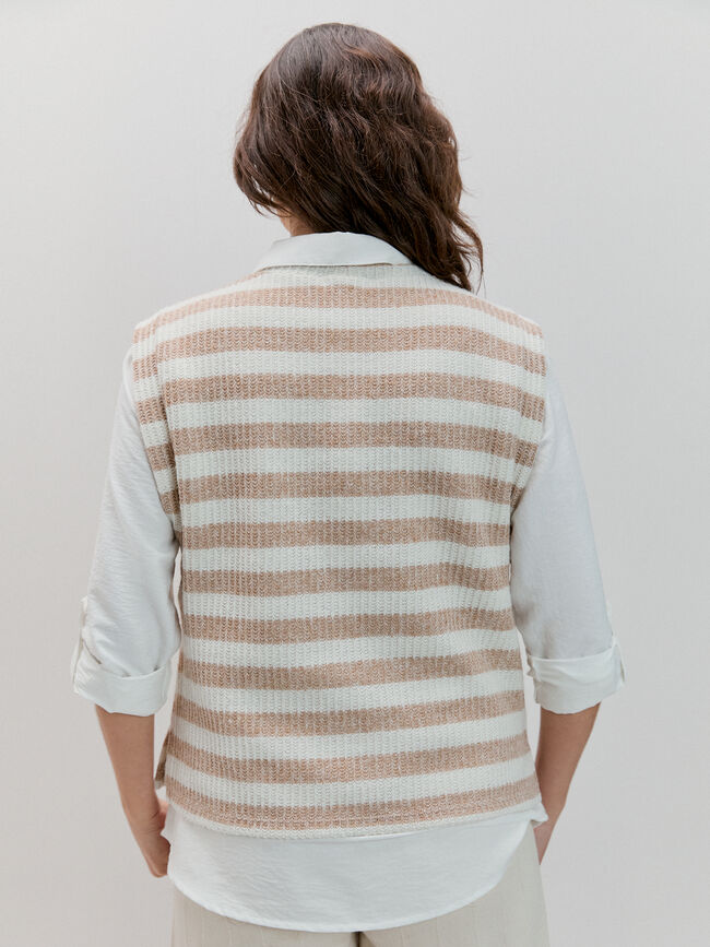 CHALECO RAYAS Beige