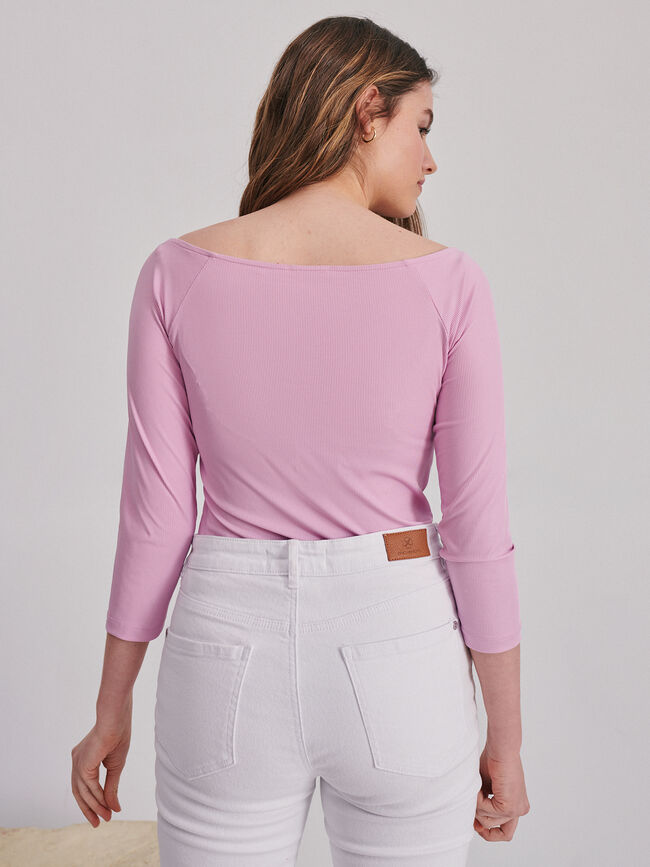 Camiseta cuello barco Malva Claro