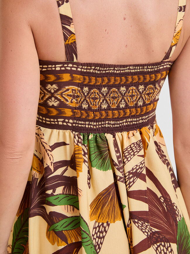 VESTIDO ESTAMPADO TIRANTES Light Ocre