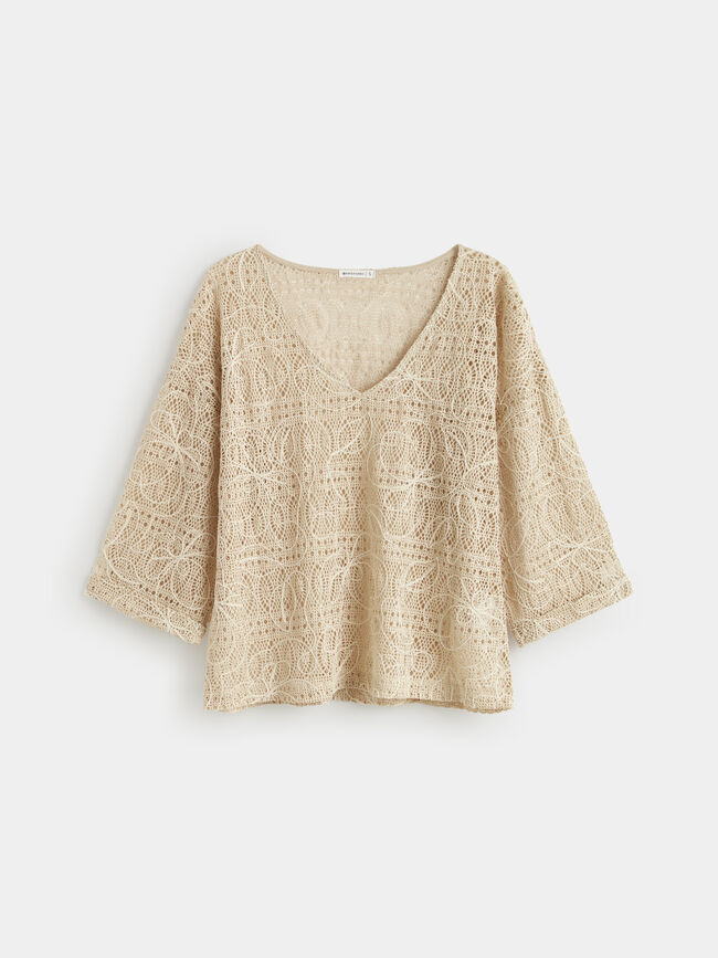 CAMISETA REJILLA Crudo