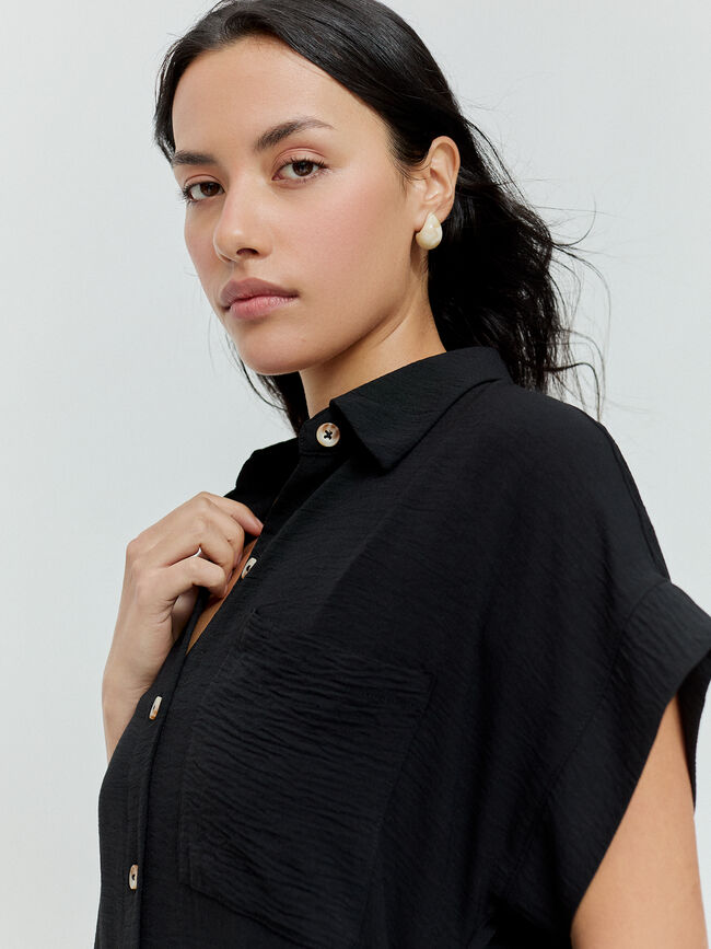 VESTIDO CAMISERO MIDI Negro