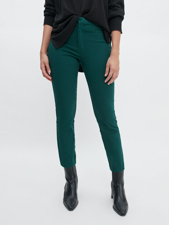 PANTALÓN SLIM VUELTA BAJO Verde oscuro image number null