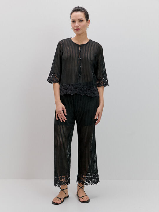 CHAQUETA DETALLE CROCHET Negro image number null