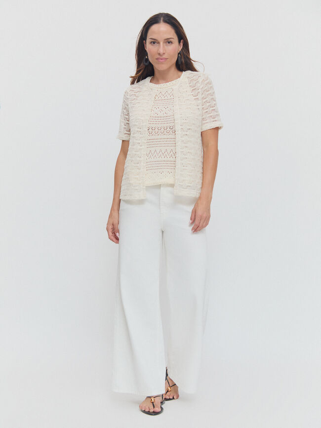 CHAQUETA ABIERTA TEXTURA Blanco Hueso