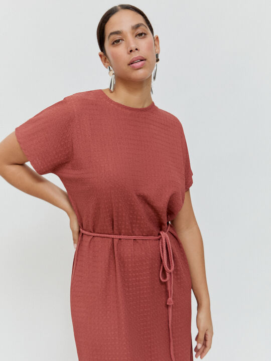 VESTIDO CORDON Marron/Naranja image number null