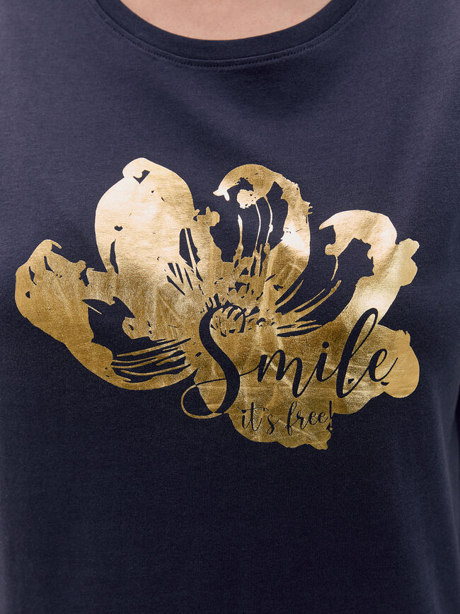 CAMISETA FLOR BRILLANTE Azul Marino