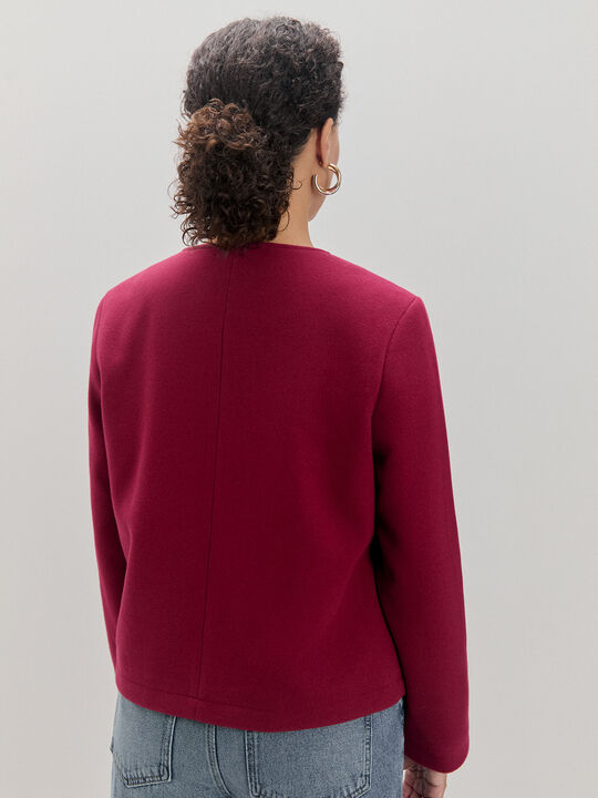 CHAQUETA CUELLO REDONDO Rojo Cereza image number null