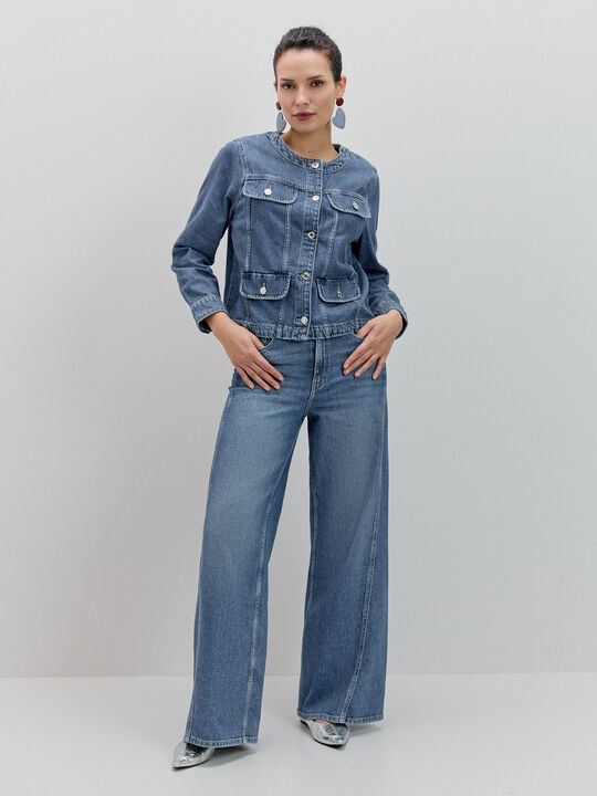 CHAQUETA VAQUERA CORTA Mid blue image number null