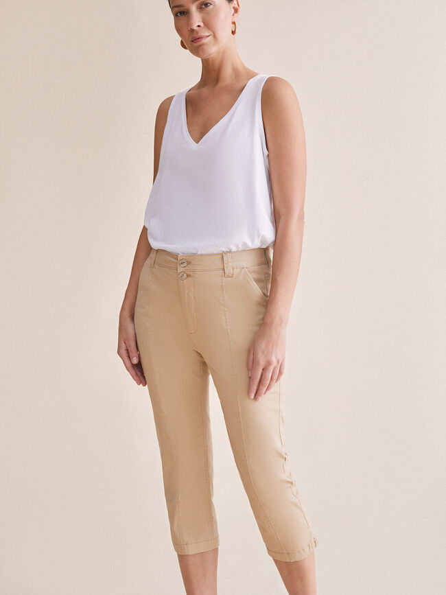 PANTALON DETALLE BOTONES Camel Claro