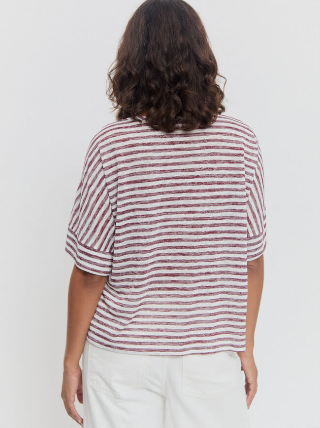 CAMISETA RAYAS Rojo Cereza