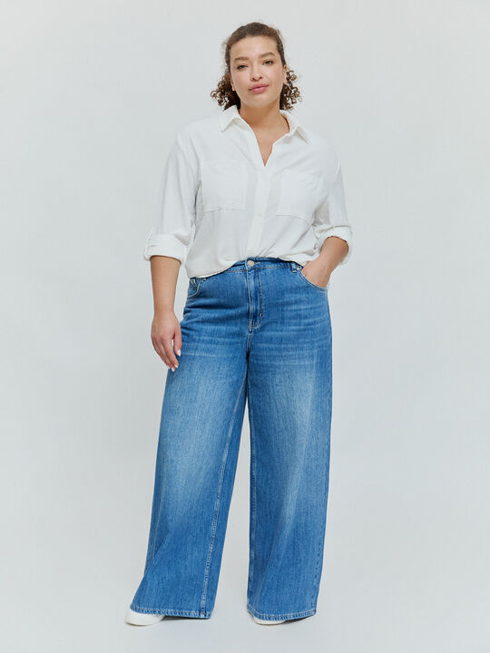 PANTALON ANCHO ELASTICO Mid blue image number null