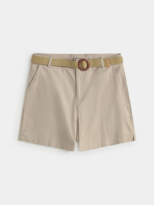 SHORT ALGODON CON CINTURÓN Vison Claro image number null