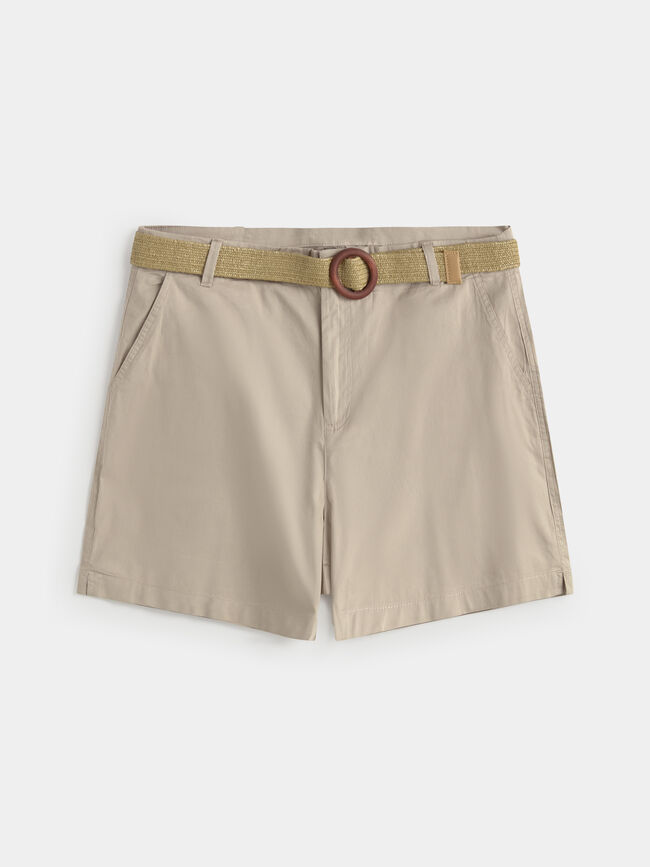 SHORT ALGODON CON CINTURÓN Vison Claro