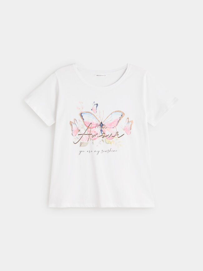 Camiseta algodón estampada Blanco Optico