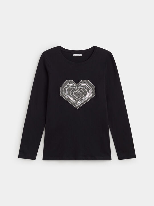CAMISETA POSICIONAL CORAZÓN Negro image number null