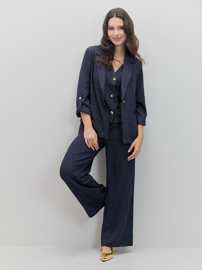 PANTAL&Oacute;N LARGO ANCHO Azul Marino