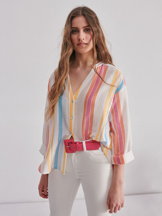 BLUSA CUELLO MAO Blanco Optico image number null