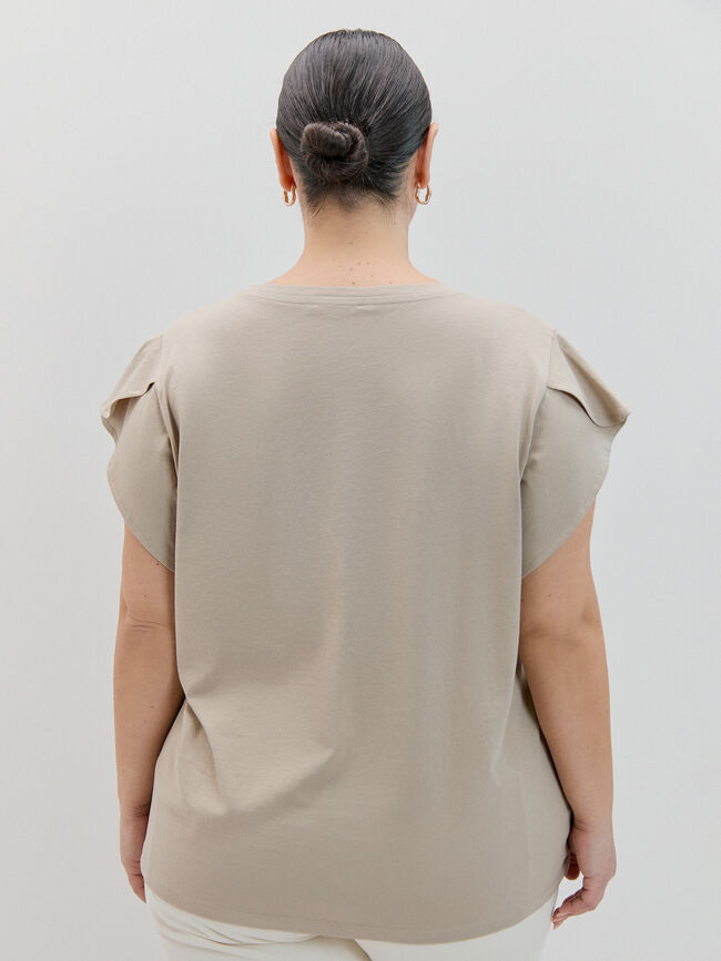 CAMISETA FLOR PARCHE Camel