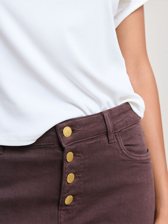 PANTALON DENIM ACAMPANADO Marron Medio image number null