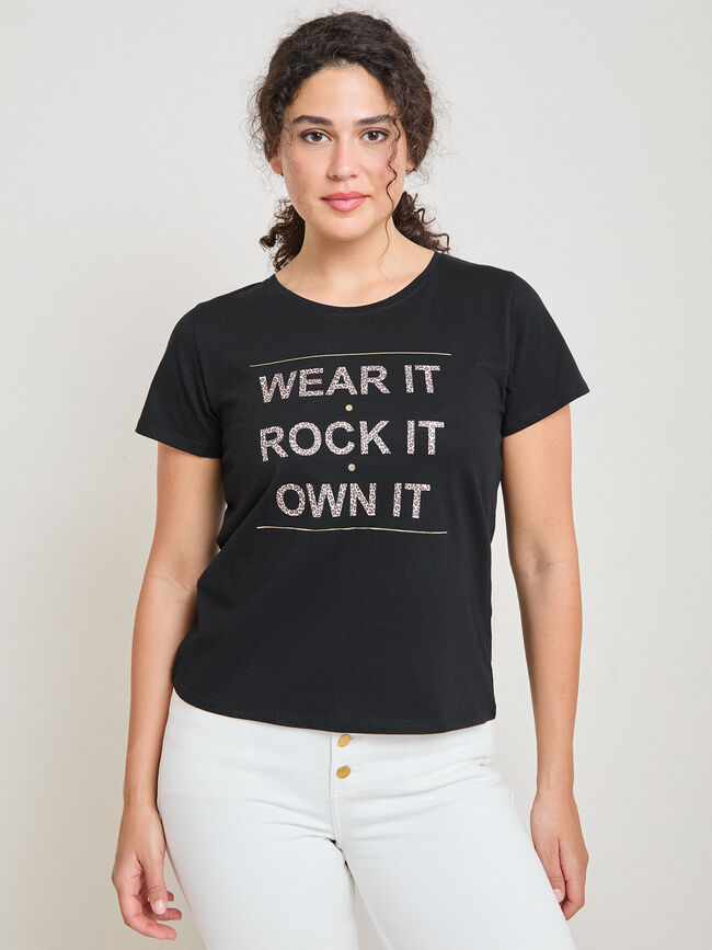 CAMISETA LETRAS ANIMAL Negro