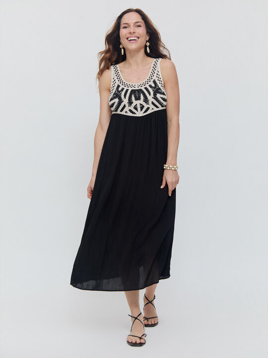 VESTIDO LARGO PECHERA Negro image number null