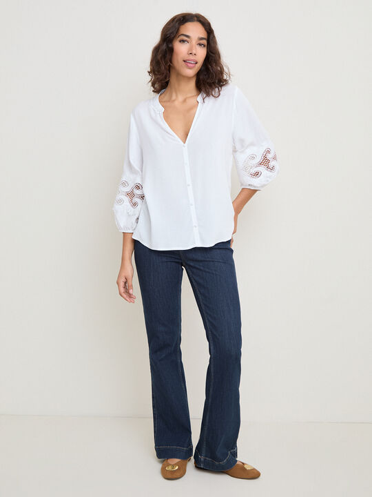 BLUSA BORDADO MANGA Blanco Optico image number null