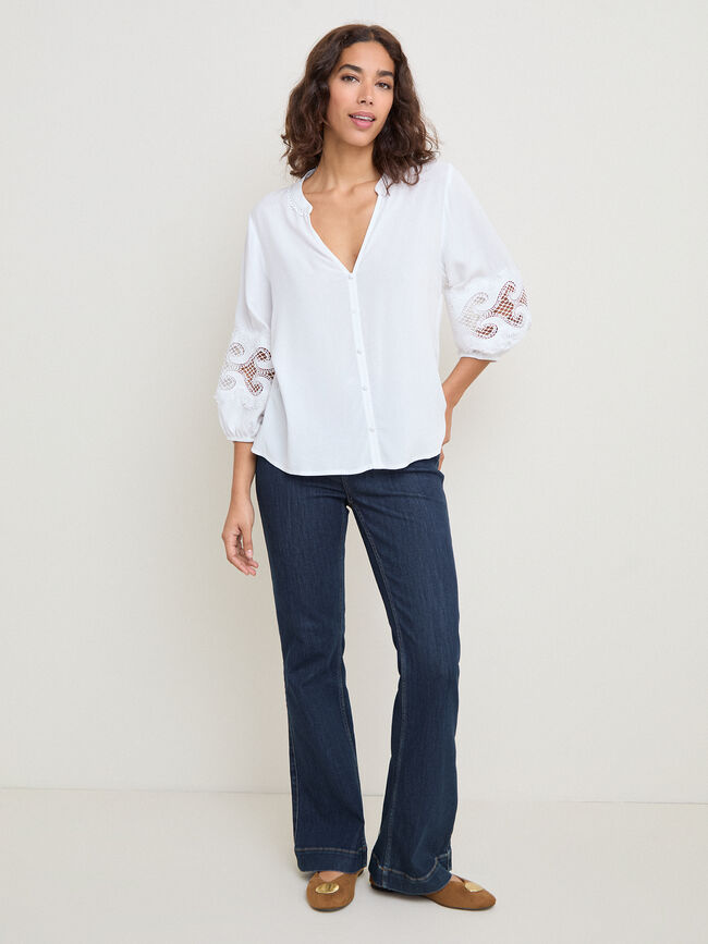 BLUSA BORDADO MANGA Blanco Optico