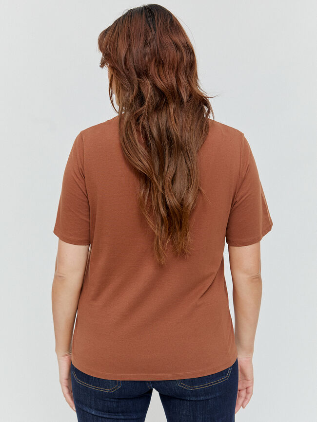 CAMISETA CROCHET FLOR Marron chocolat