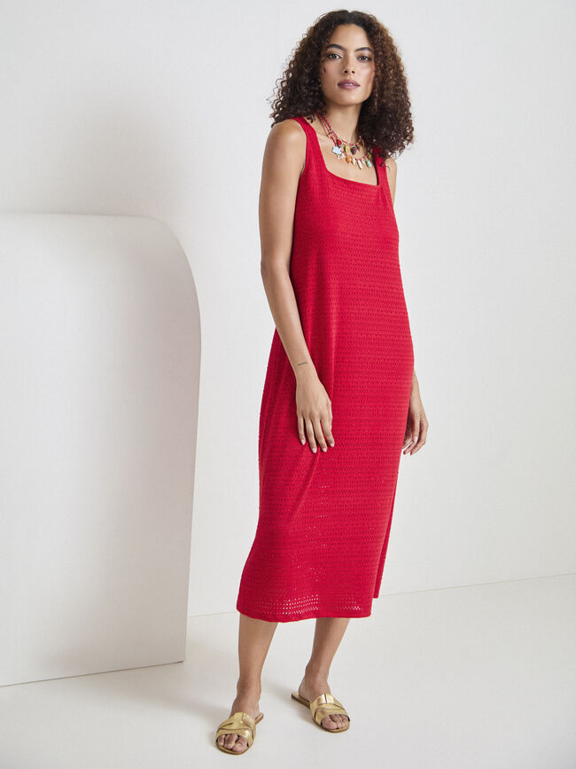 VESTIDO EYELET ROJO Rojo