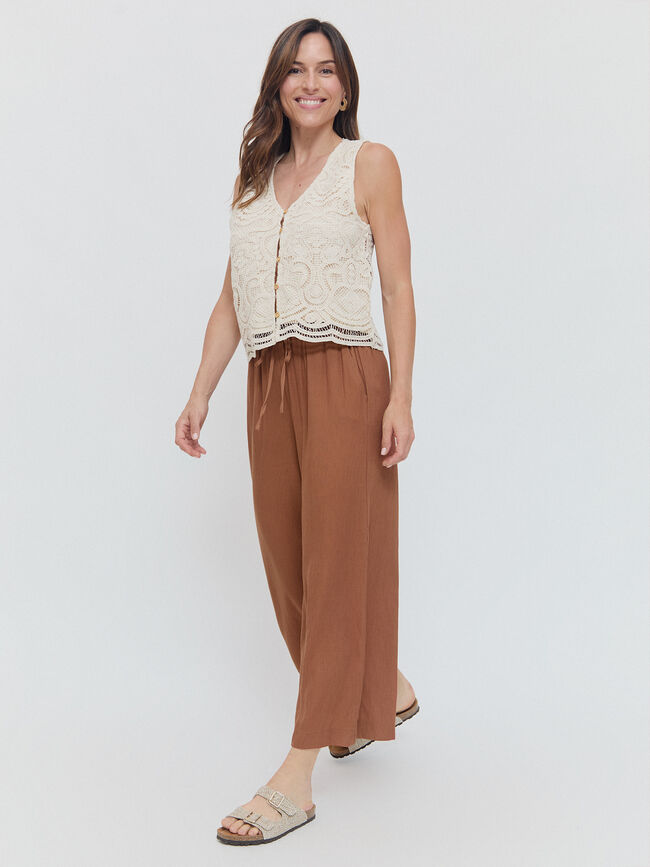 PANTALON RUSTICO FLUIDO Marron viejo