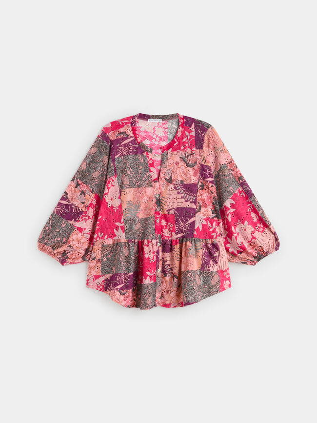 BLUSA ESTAMPADA Fucsia Oscuro