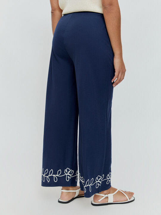 PANTALON FLORES Azul Marino image number null