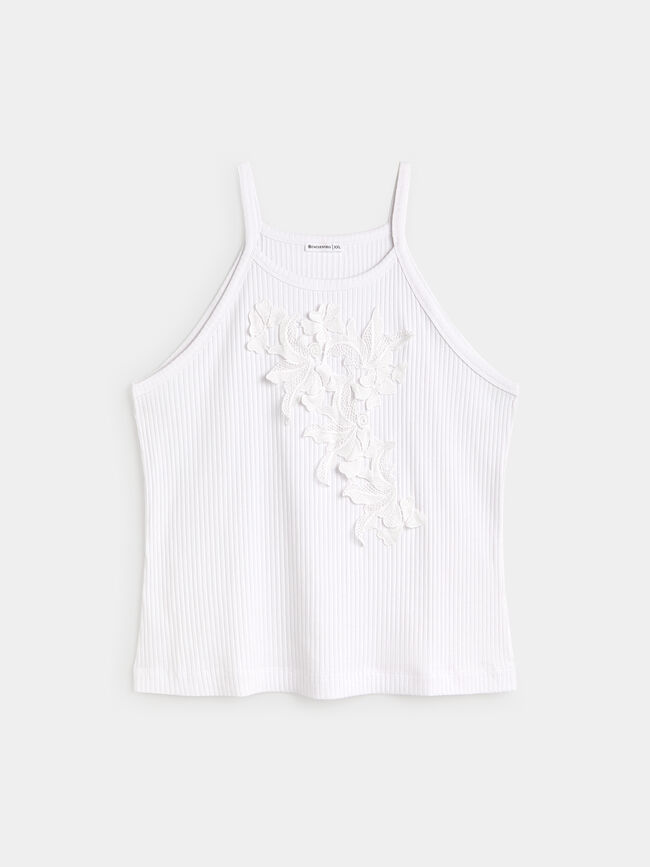 TOP DETALLE FLOR Blanco Optico