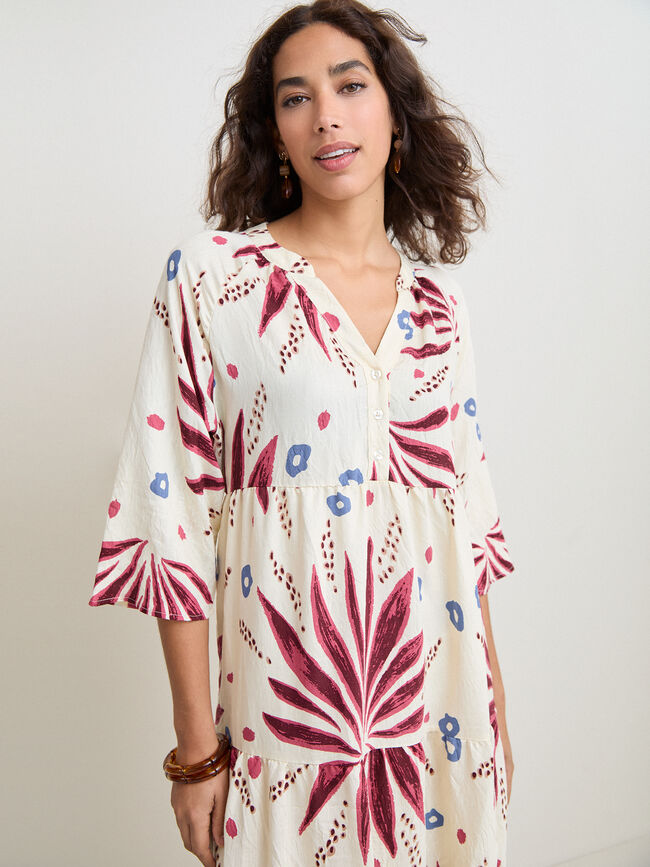 VESTIDO DETALLE MANGA Crudo