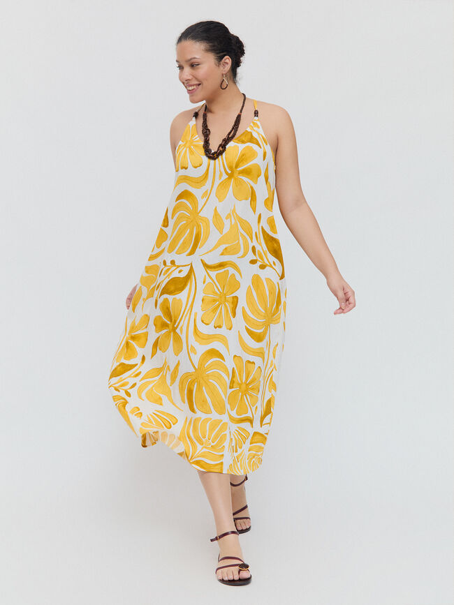 VESTIDO ESTAMPADO Mostaza