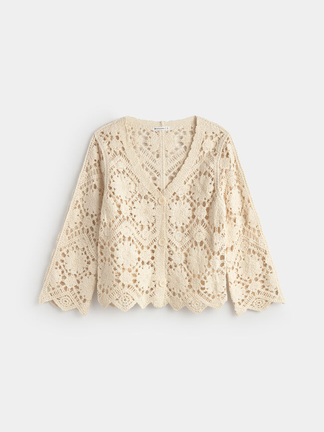 CARDIGAN CROCHET Crudo