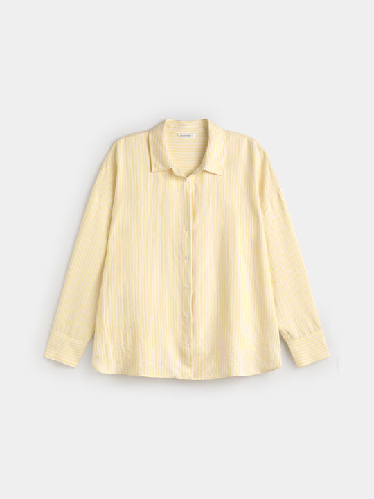 CAMISA RAYAS OVERSIZE Amarillo Pastel image number null