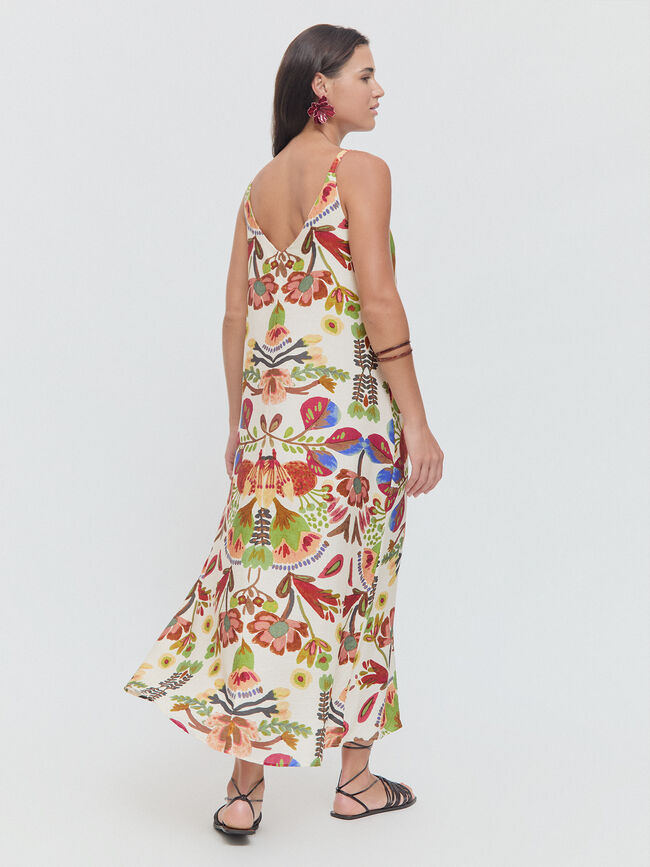 VESTIDO MIDI ABALORIO Beige