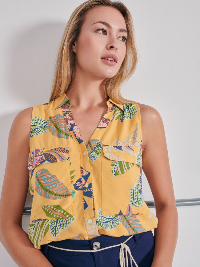 BLUSA SIN MANGAS Mostaza Oscuro